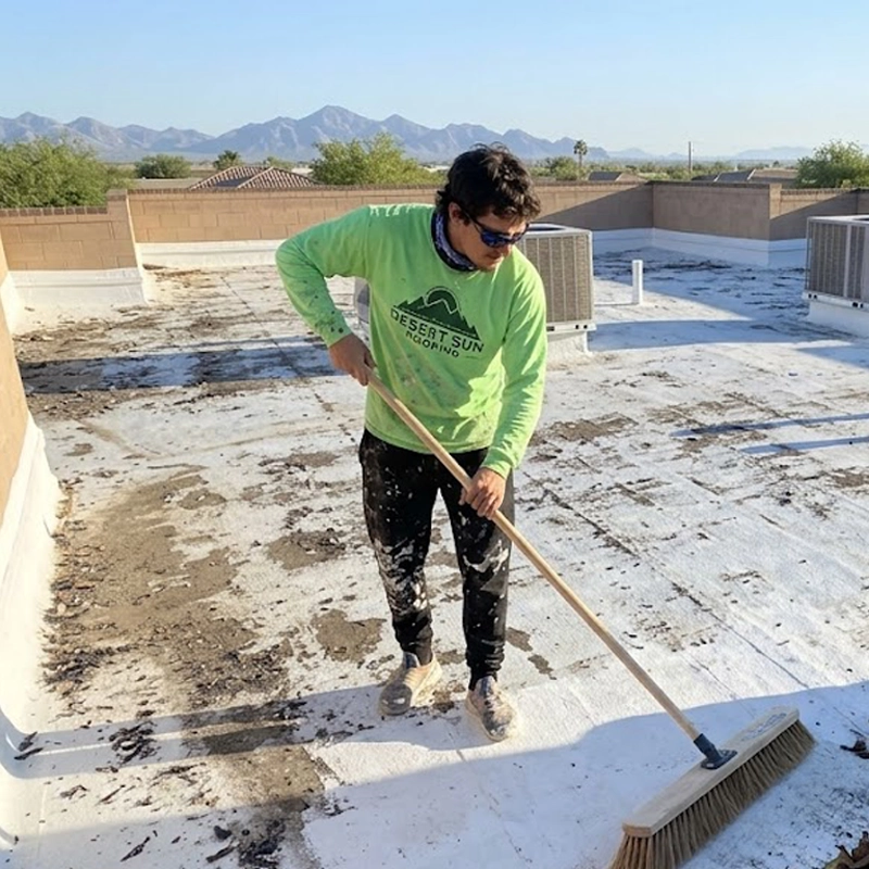 flat roof cleaning desert sun
