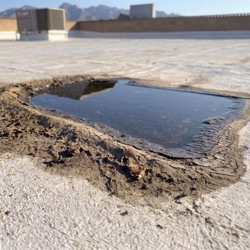 micro pond removal from flat roof coating
